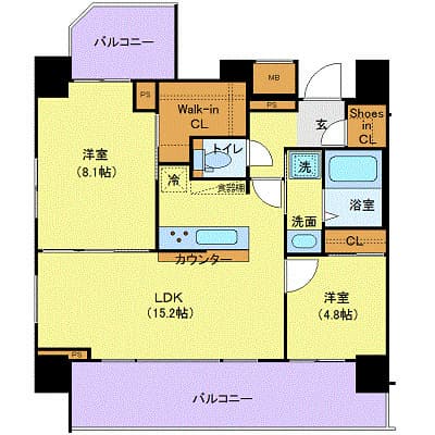 2LDKの間取り図