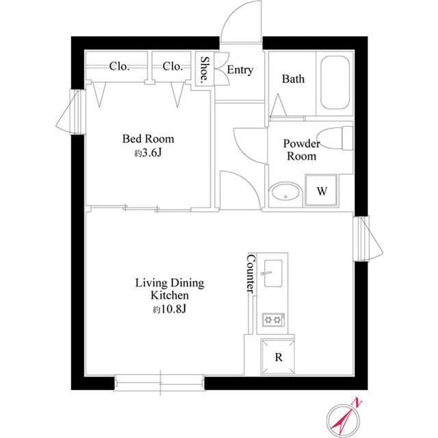1LDKの間取り図