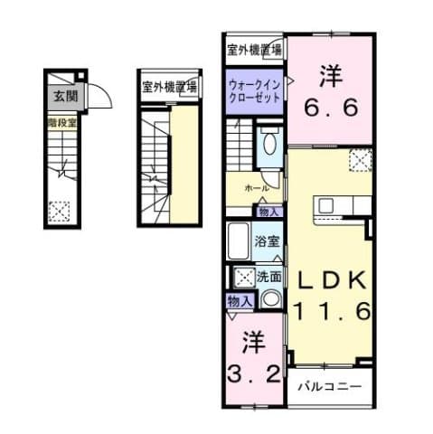 2LDKの間取り図
