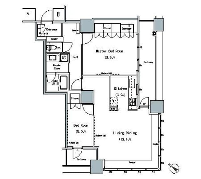 2LDKの間取り図