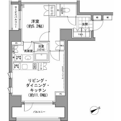 1LDKの間取り図