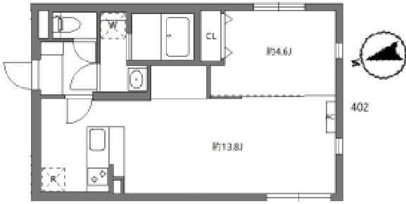 1LDKの間取り図