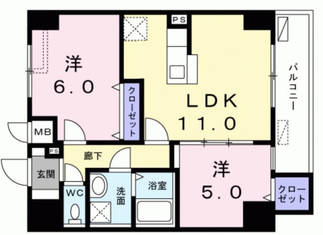 2LDKの間取り図