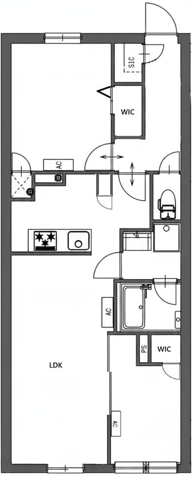 2LDKの間取り図