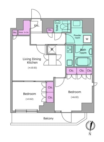 2LDKの間取り図