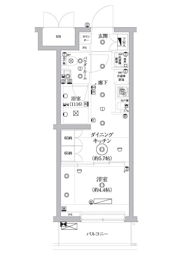 1DKの間取り図