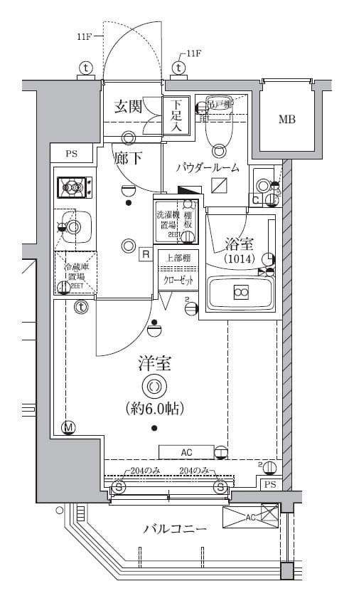 1Kの間取り図