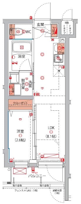 1LDKの間取り図