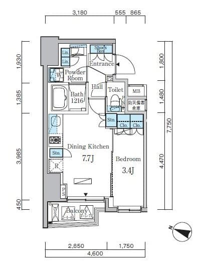 1DKの間取り図
