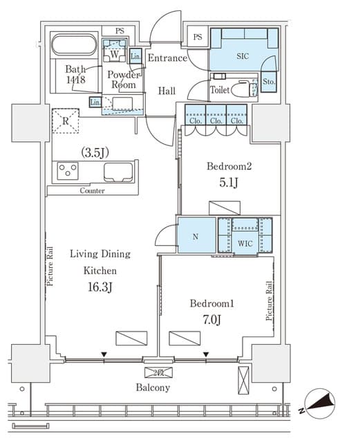 2LDKの間取り図