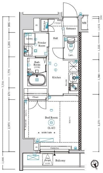 1Kの間取り図