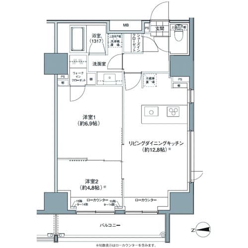 2LDKの間取り図