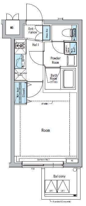1Kの間取り図