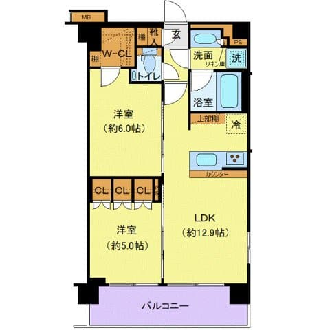 2LDKの間取り図