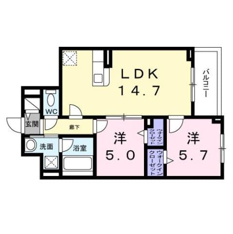 2LDKの間取り図
