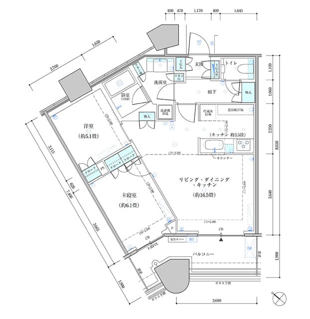 2LDKの間取り図